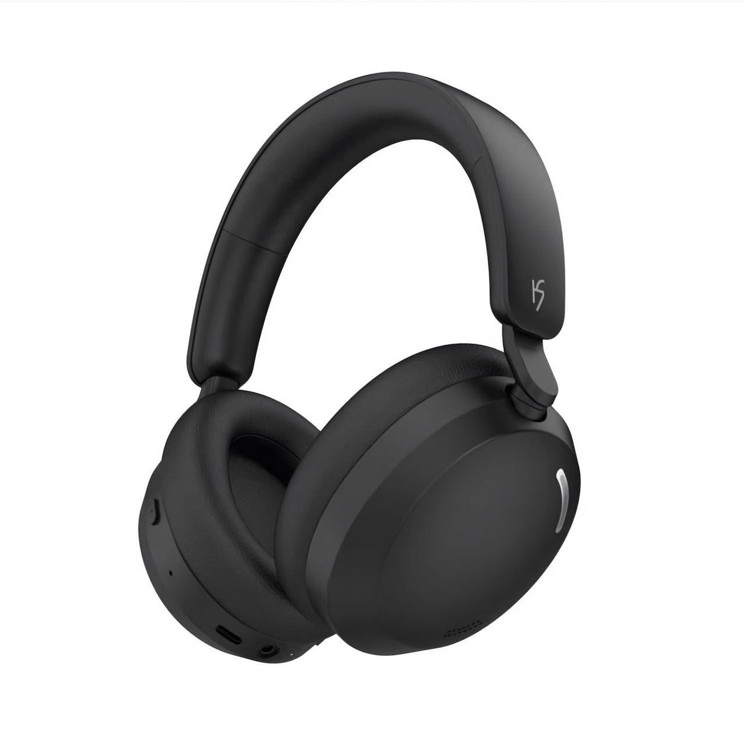 Black over-ear headphones on a white background