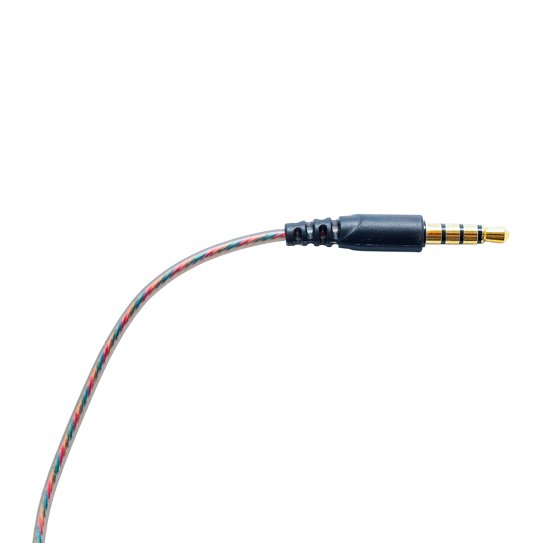 Audio cable with 3.5mm plug on a white background